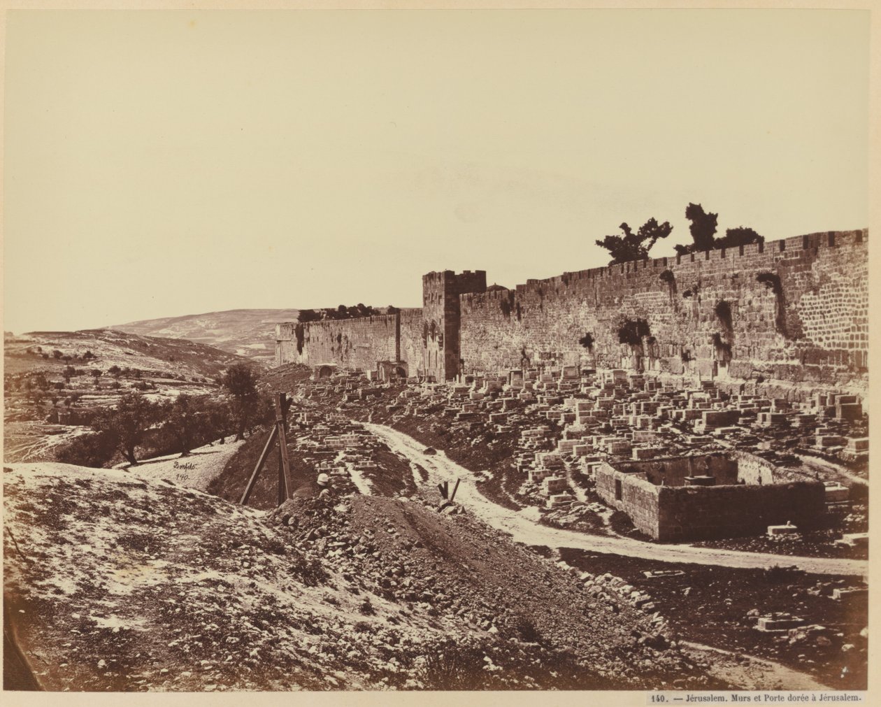 Jerusalem. Walls and Golden Gate in Jerusalem by Félix Bonfils