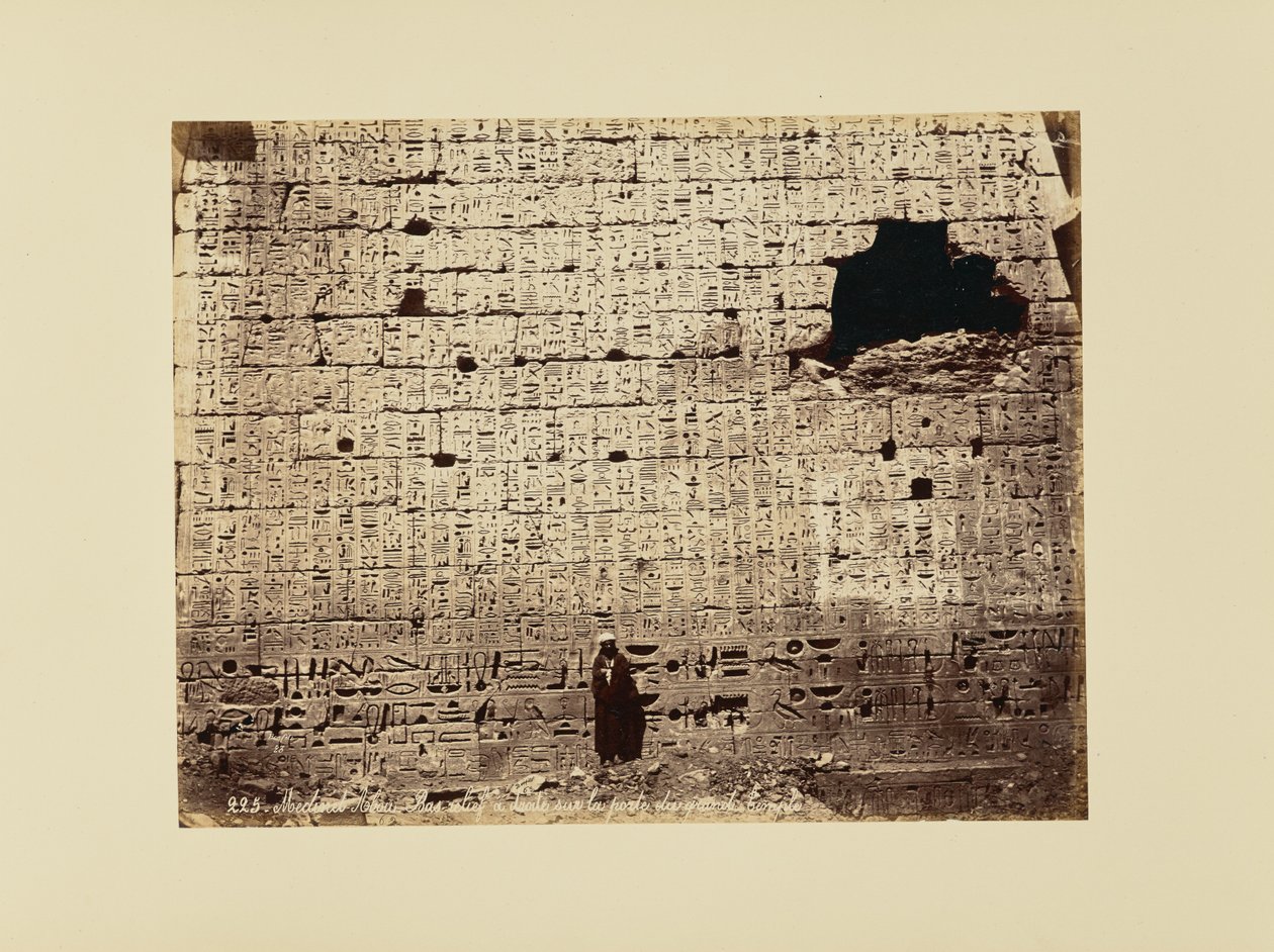 Medinet-Abou - Bas Relief to the Right on the Gate of the Great Temple by Félix Bonfils
