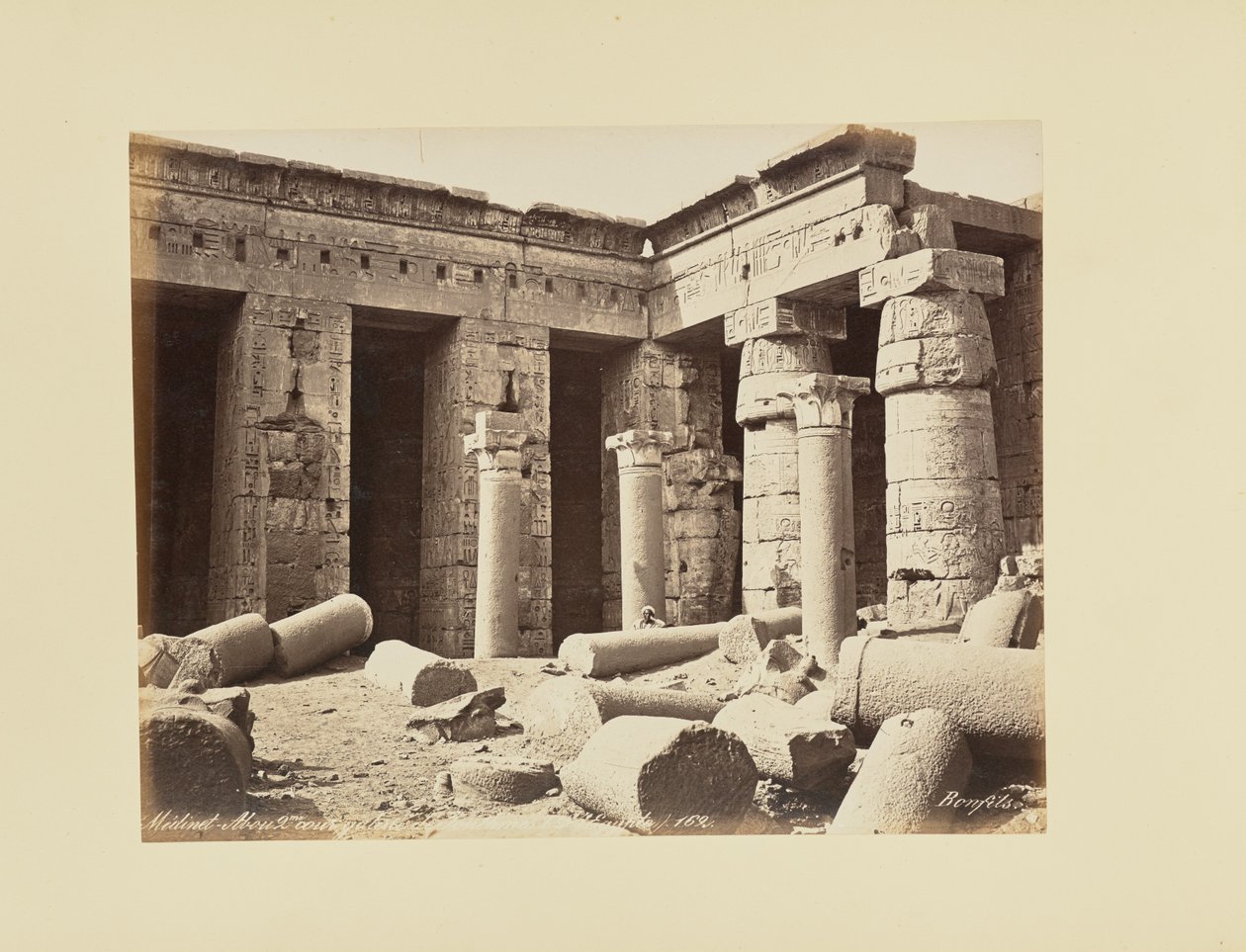 Medinet-Abou, 2nd Courtyard, Gallery of Thutmose I (Egypt) by Félix Bonfils