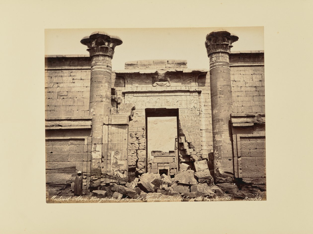 Medinet-Abou. General View of the Small Temple, Detail of the Gate (Egypt) by Félix Bonfils