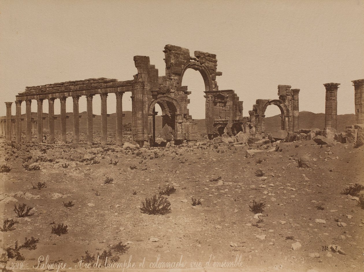 Palmyra: overview of the Triumphal Arch and Colonnade by Félix Bonfils