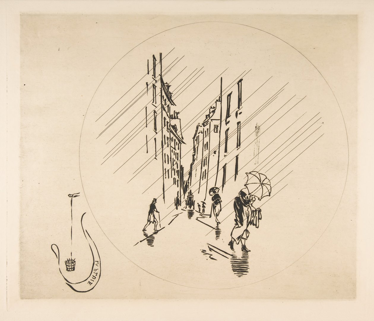Decoration for a Plate: Rain by Felix Bracquemond