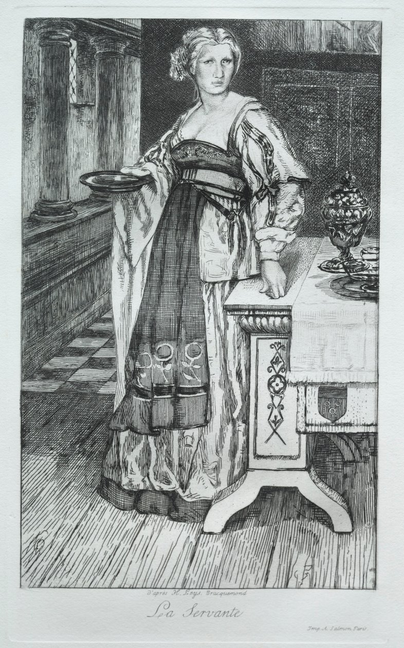 The Maidservant, after H. Leys by Felix Bracquemond