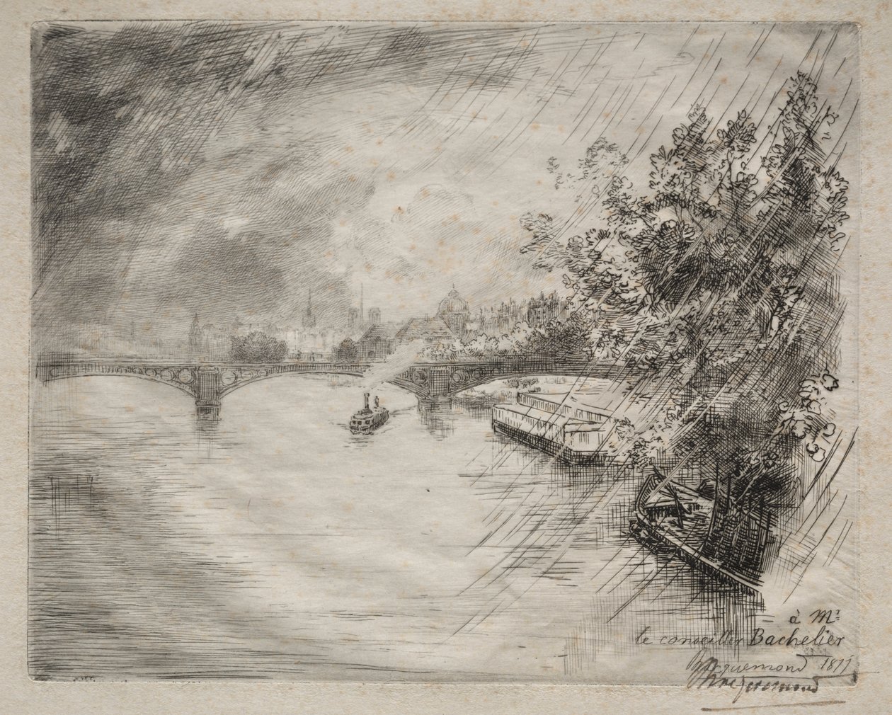 View of the Bridge of Saint-Pères by Felix Bracquemond
