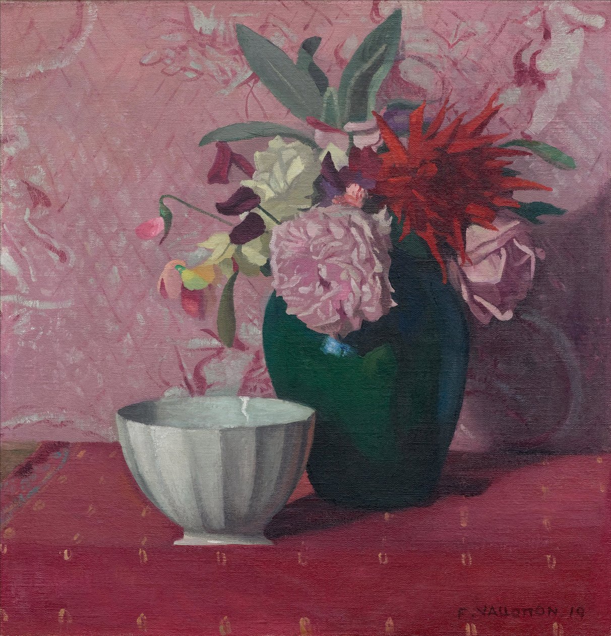 Green vase and white bowl by Felix Edouard Vallotton