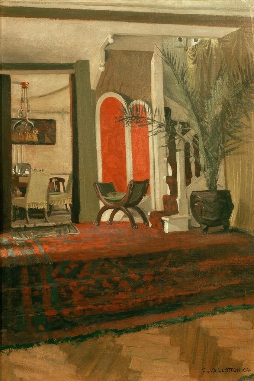 Interior, Living Room with Staircase and Dining Room in the Background by Felix Edouard Vallotton
