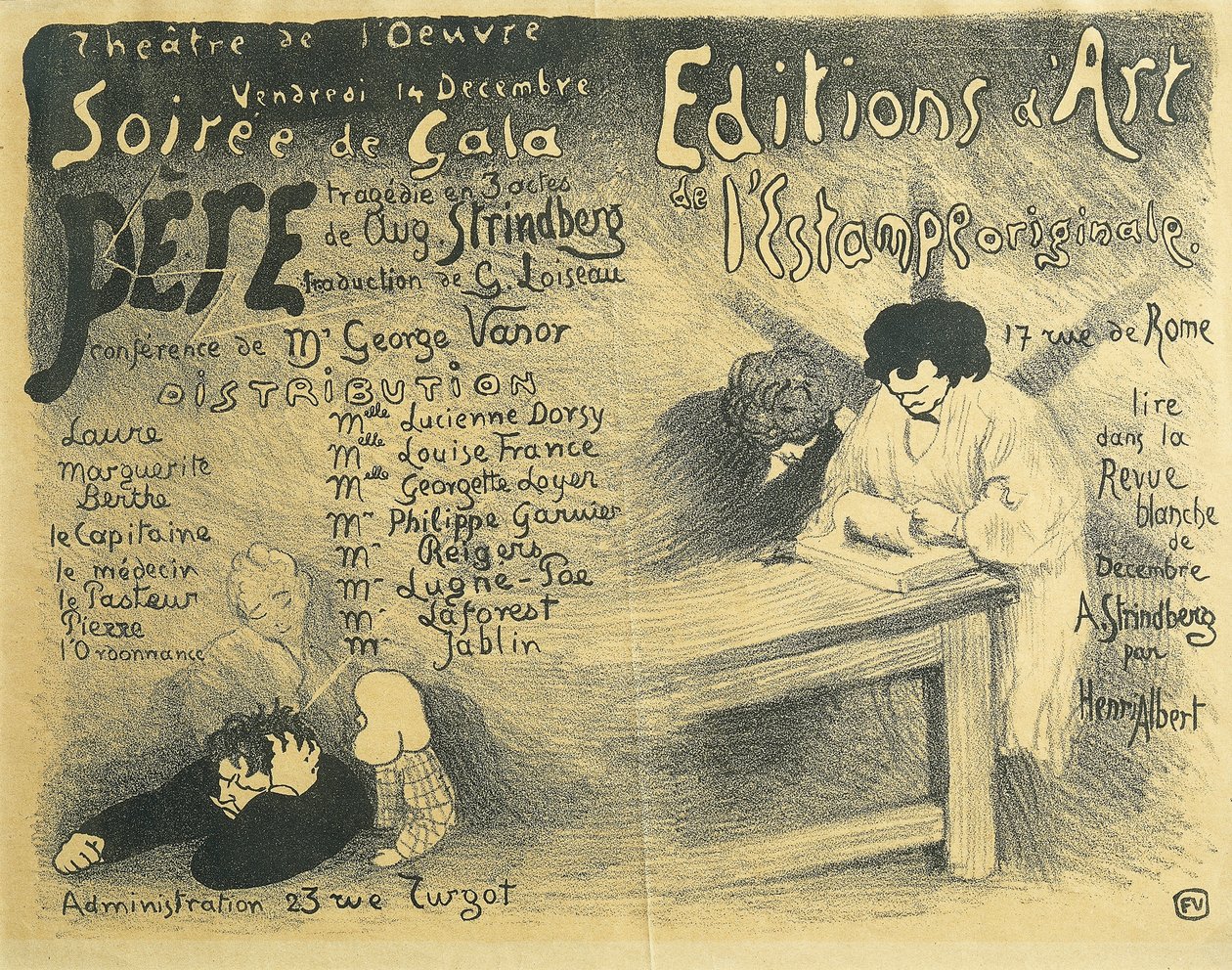Paris Opera programme, including works by August Strindberg by Felix Edouard Vallotton