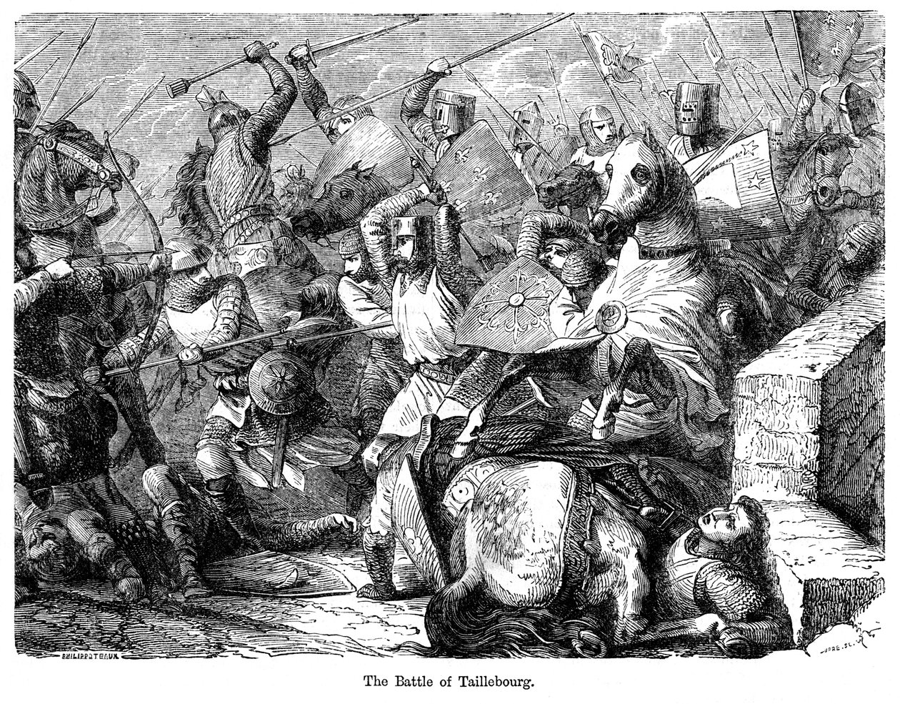 The Battle of Taillebourg, France by Felix Henri Emmanuel Philippoteaux