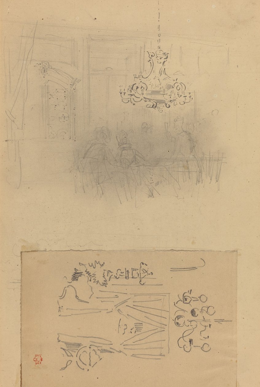 A Gathering in an Interior; A Curtained Doorway by Felix Hilaire Buhot