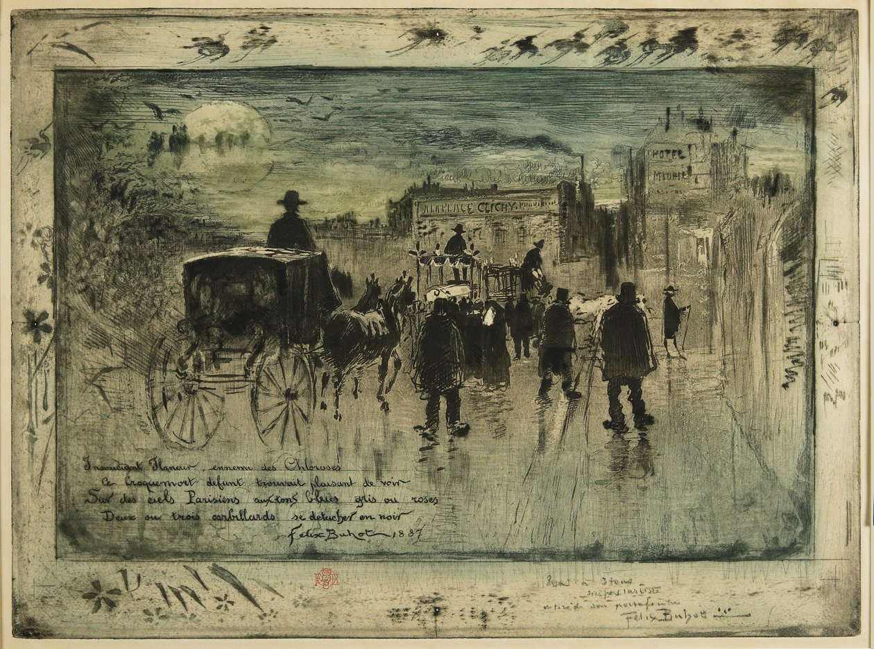 Funeral Procession on the Boulevard de Clichy by Felix Hilaire Buhot