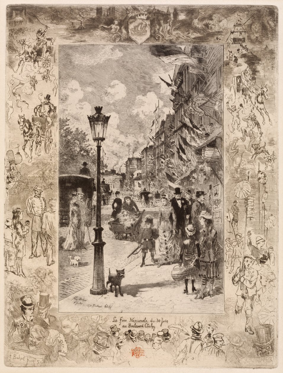 La Fête nationale au Boulevard Clichy by Felix Hilaire Buhot