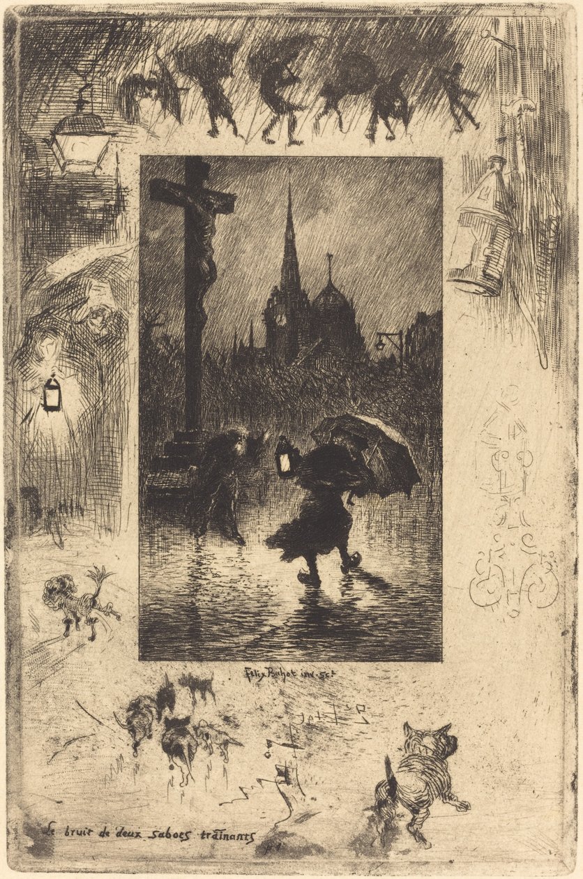 The Sound of Two Clogs Shuffling, 1878 by Felix Hilaire Buhot