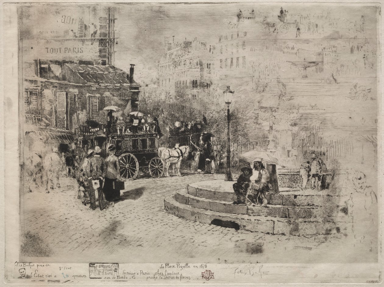 Place Pigalle in 1878 by Felix Hilaire Buhot