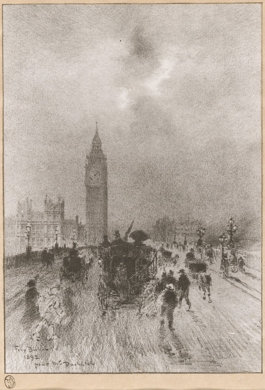 The Victoria Clock Tower, London by Felix Hilaire Buhot