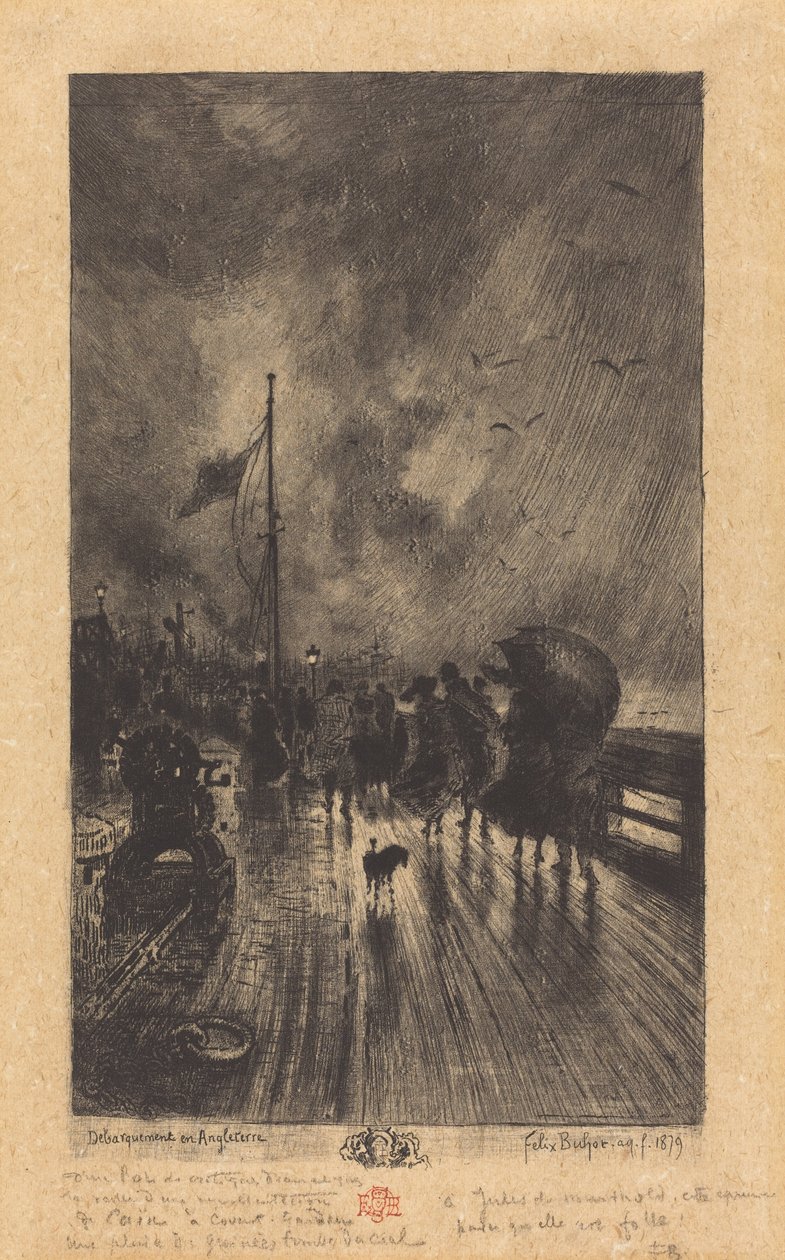 Landing in England by Felix Hilaire Buhot