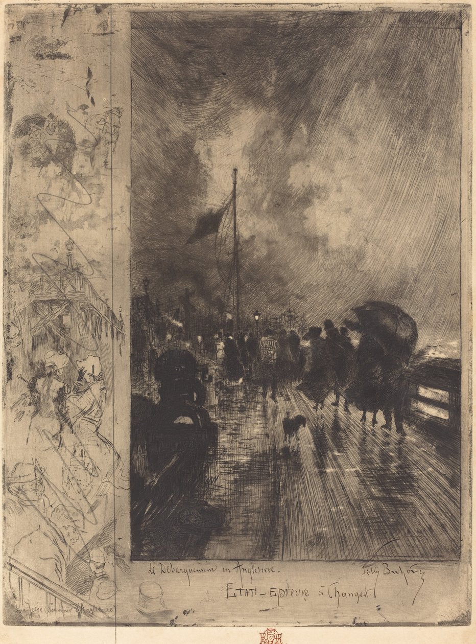 Landing in England by Felix Hilaire Buhot