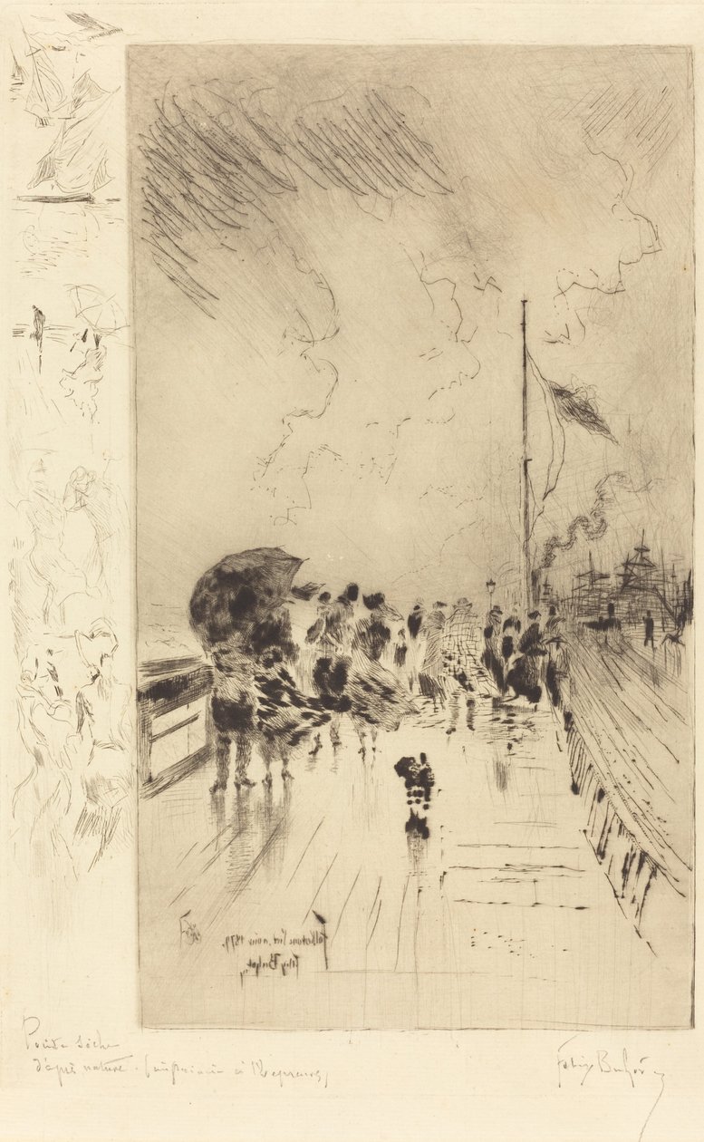 A Pier in England by Felix Hilaire Buhot