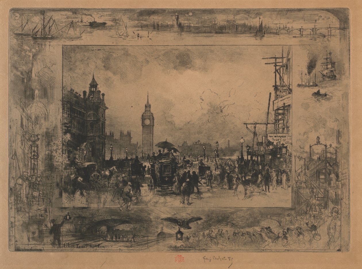 Westminster Bridge, or Westminster Tower by Felix Hilaire Buhot