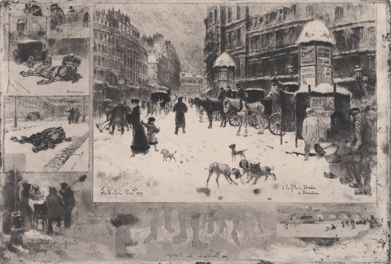 Winter in Paris, or Snow in Paris by Felix Hilaire Buhot