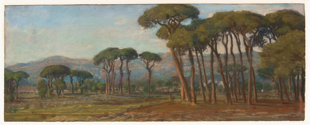 Extensive Landscape with a Village and Hillside in the Distance by Felix Hippolyte Lanoue