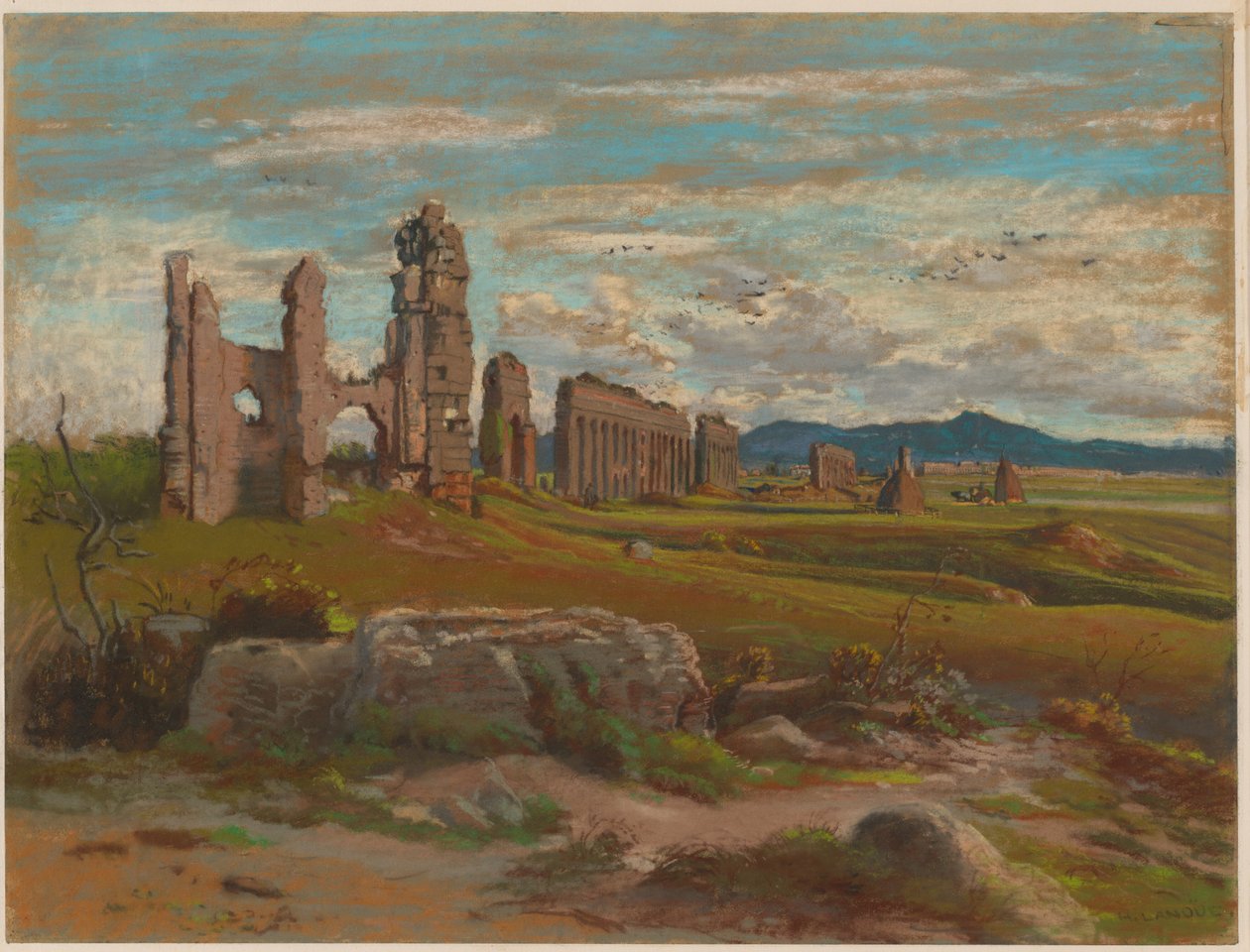 The Aqua Claudia in the Roman Campagna by Felix Hippolyte Lanoue