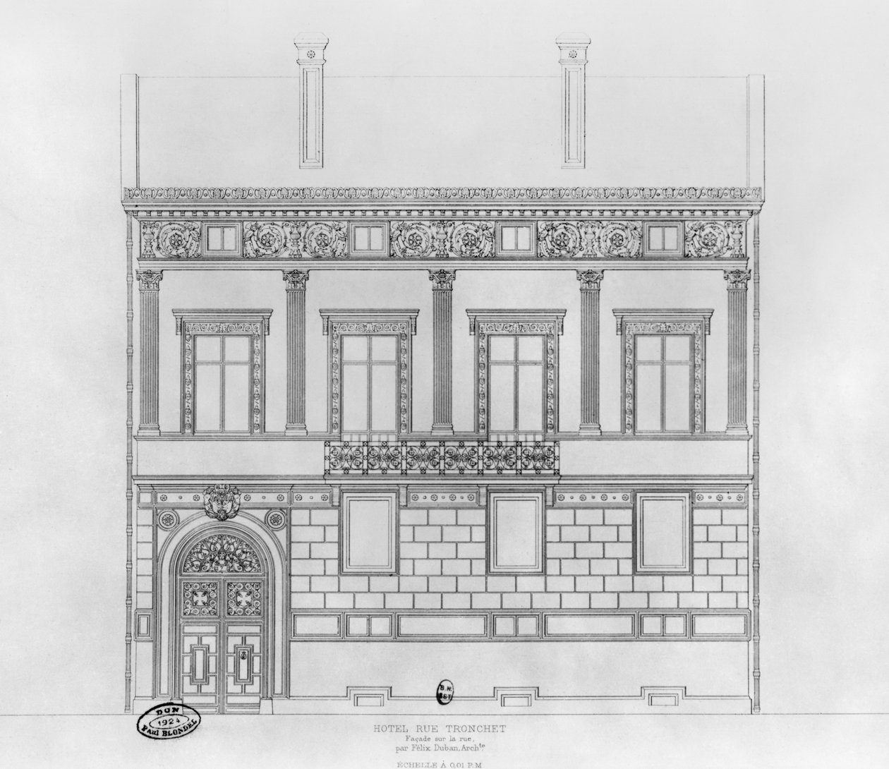 Hotel de Pourtales, facade, 1850 by Felix Louis Jacques Duban