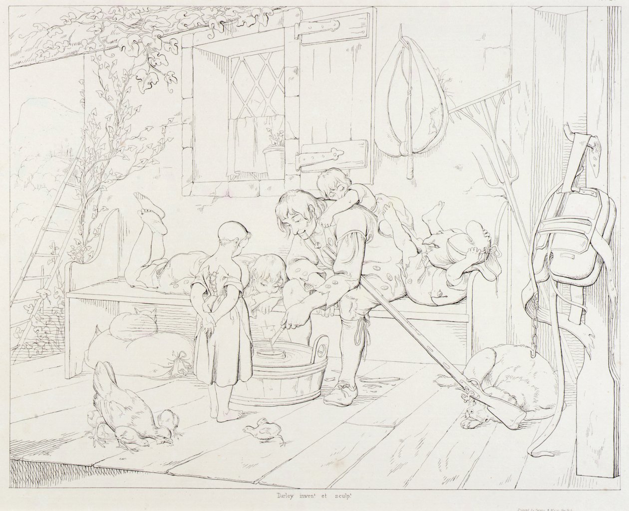 Rip Amusing Children (Rip Van Winkle, illustration) by Felix Octavius Carr Darley