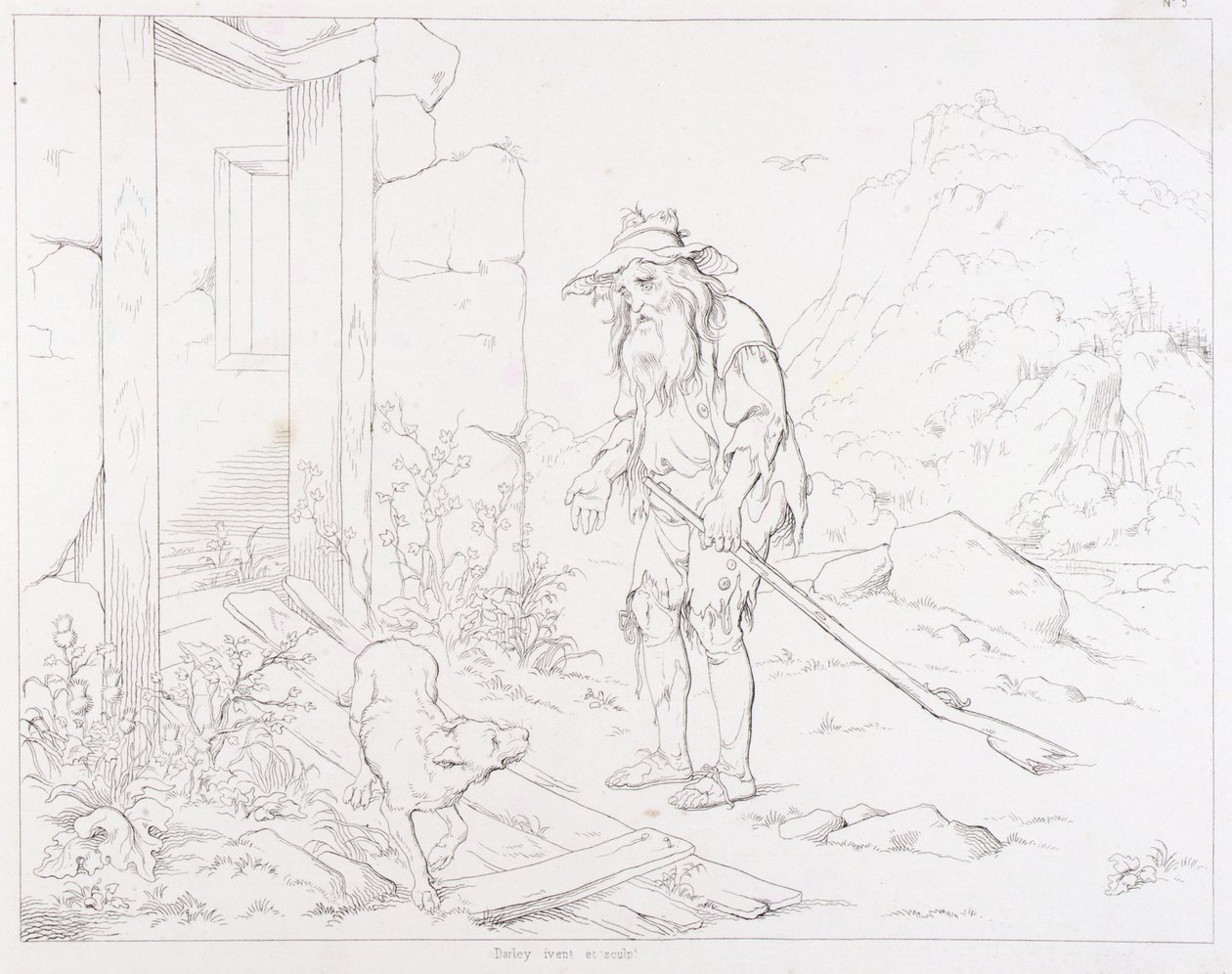 Rip Returns to His House in Ruins (Rip Van Winkle, illustration) by Felix Octavius Carr Darley