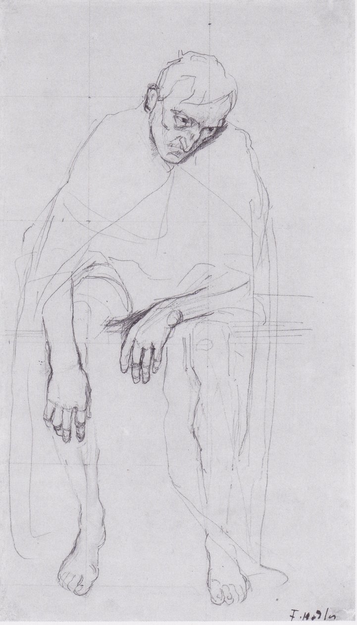 Sitting Old Man - Study for the Disappointed Souls or the Weary of Life by Ferdinand Hodler