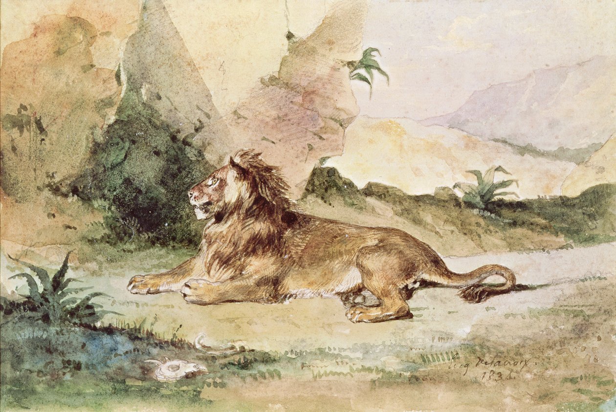 A Lion in the Desert by Ferdinand Victor Eugene Delacroix
