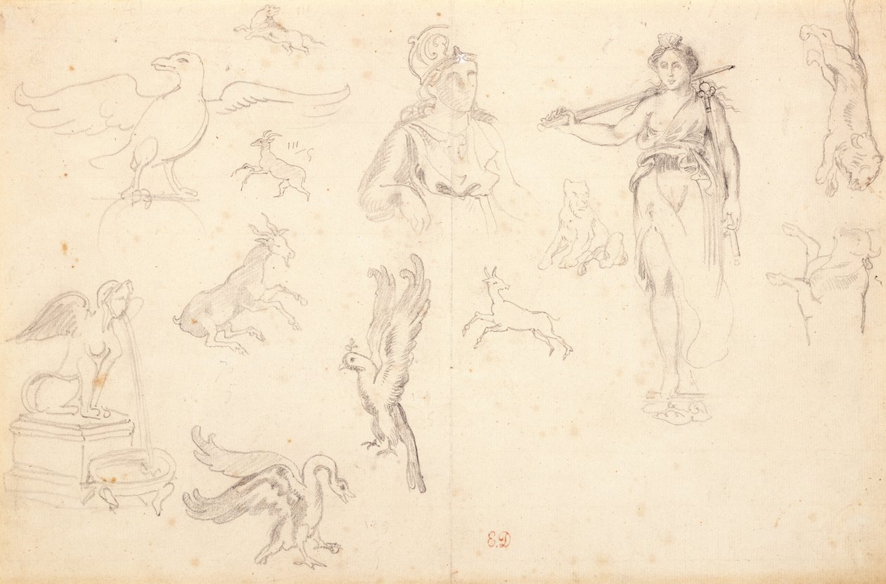 Animal and Figure Studies by Ferdinand Victor Eugene Delacroix