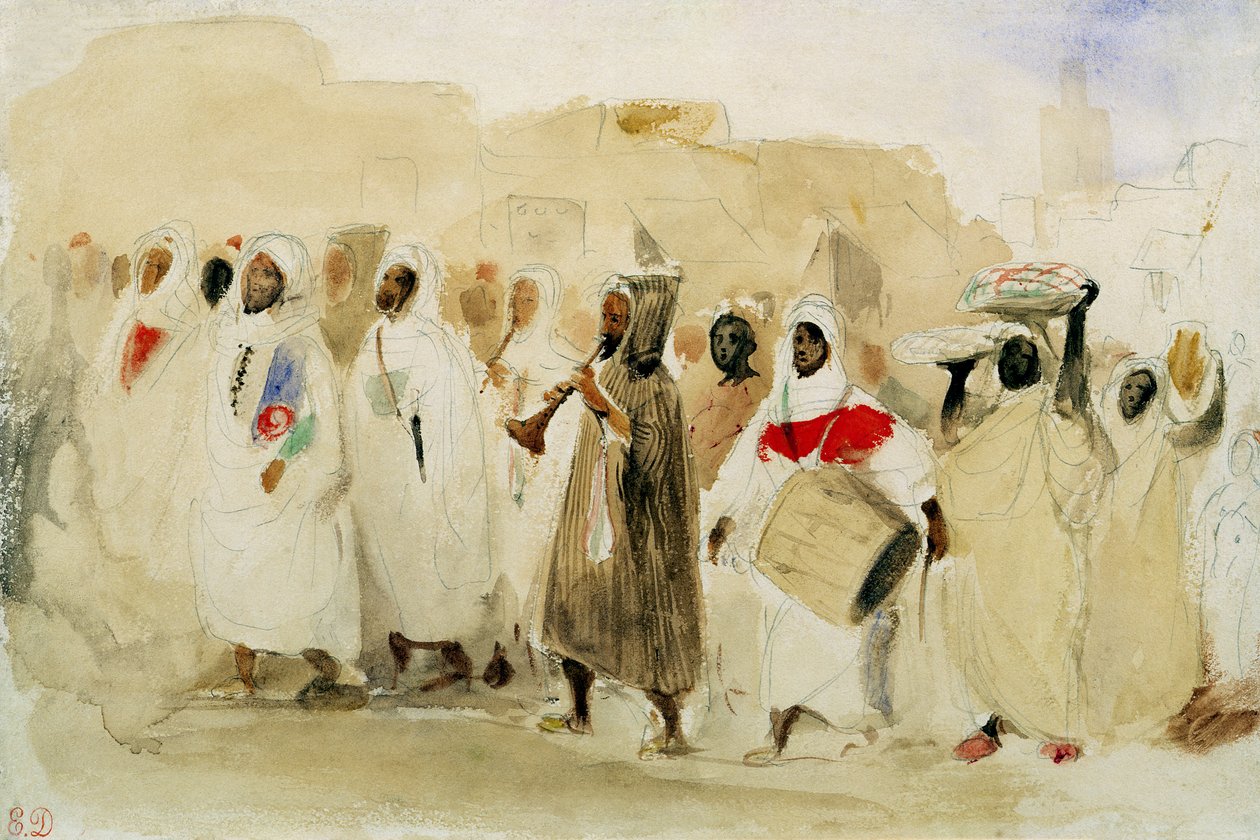 Procession of Musicians in Tangier by Ferdinand Victor Eugene Delacroix