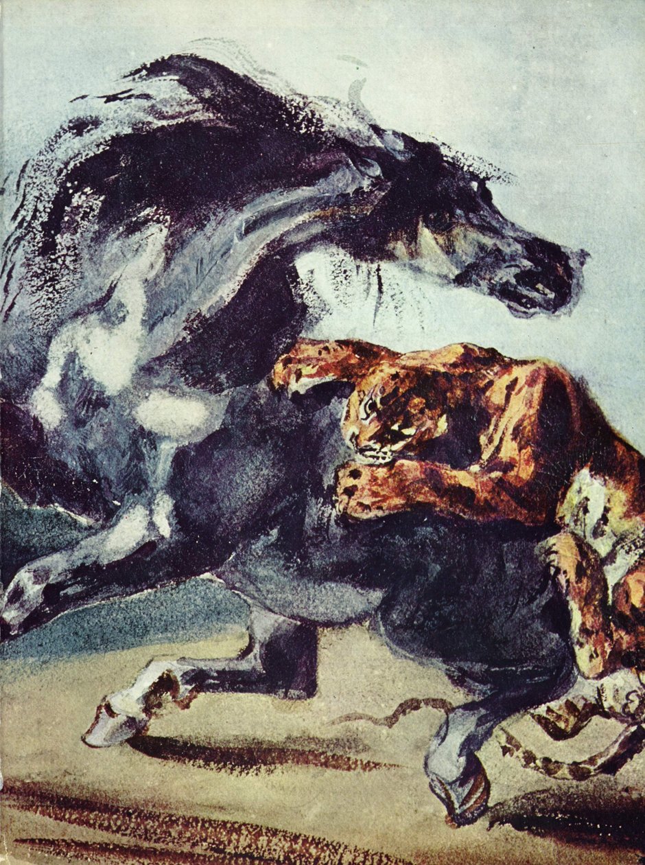 Tiger Attacking a Horse by Ferdinand Victor Eugene Delacroix