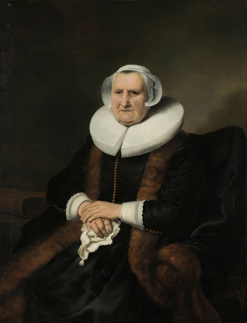 Portrait of an Old Lady, Possibly Elisabeth Bas by Ferdinand Bol (attributed to)