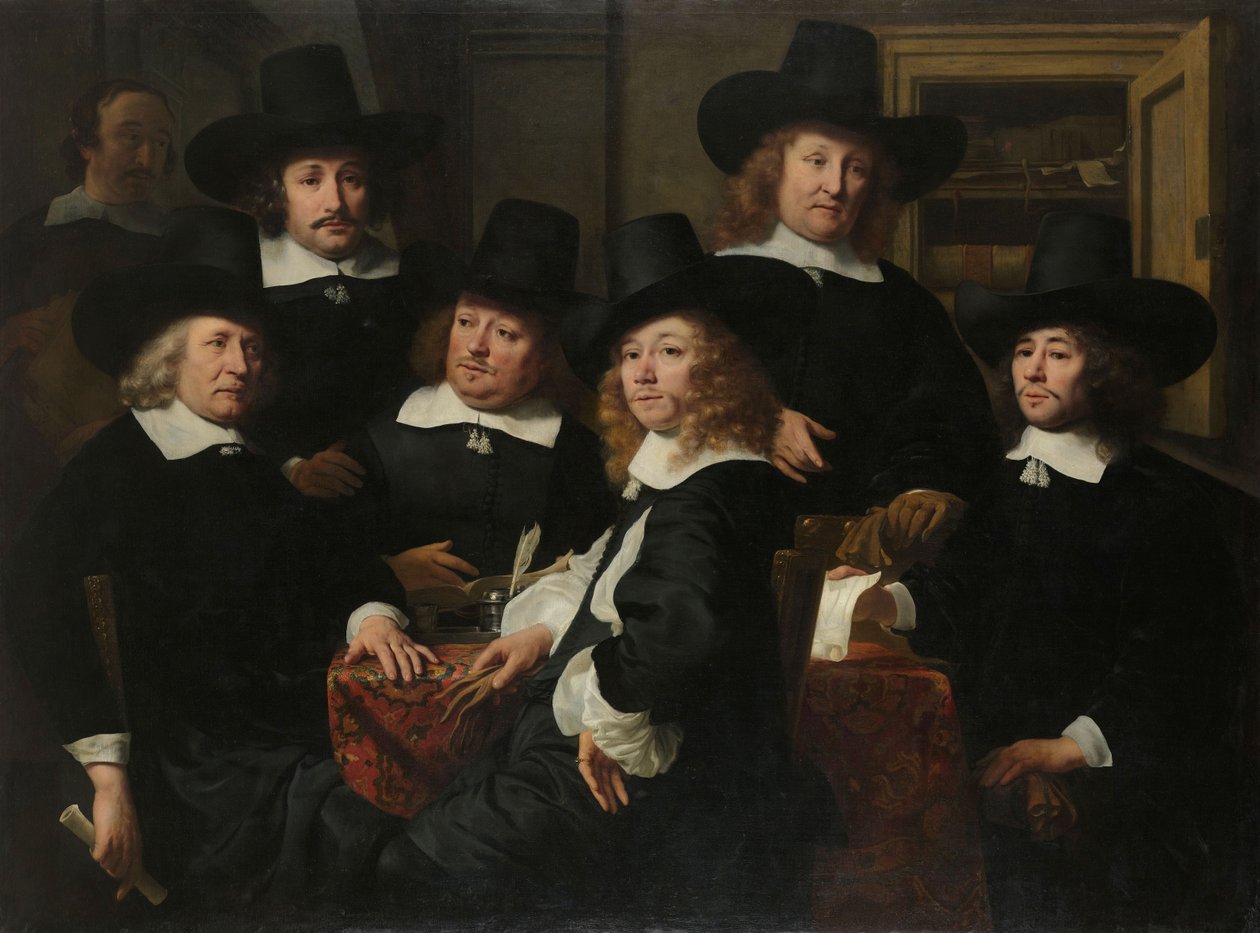 Six Regents and the Beadle of the Nieuw Zijds Institute for the Outdoor Relief of the Poor, Amsterdam, 1657 by Ferdinand Bol