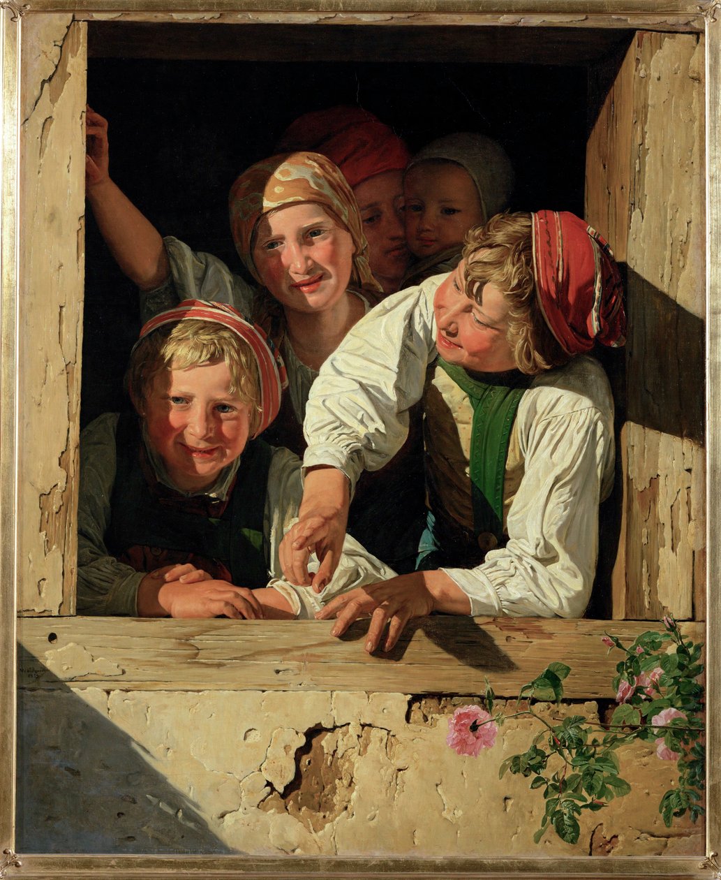 Children in a Window by Ferdinand Georg Waldmuller