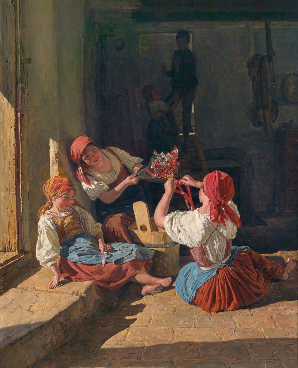 Children Decorating a Conscript