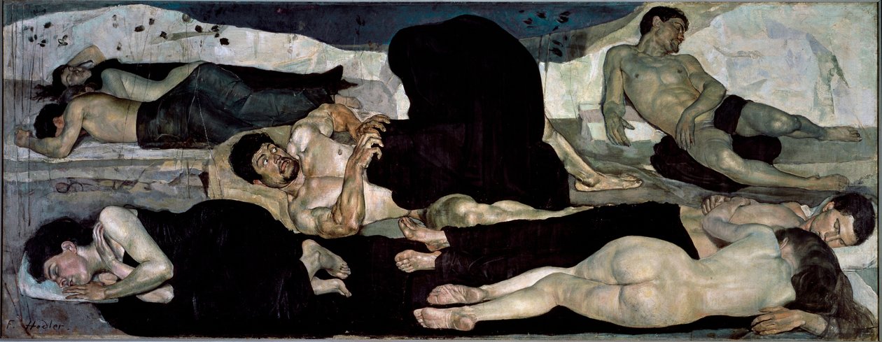 At Night: Group of Naked Sleepers, One in the Midst of a Nightmare by Ferdinand Hodler