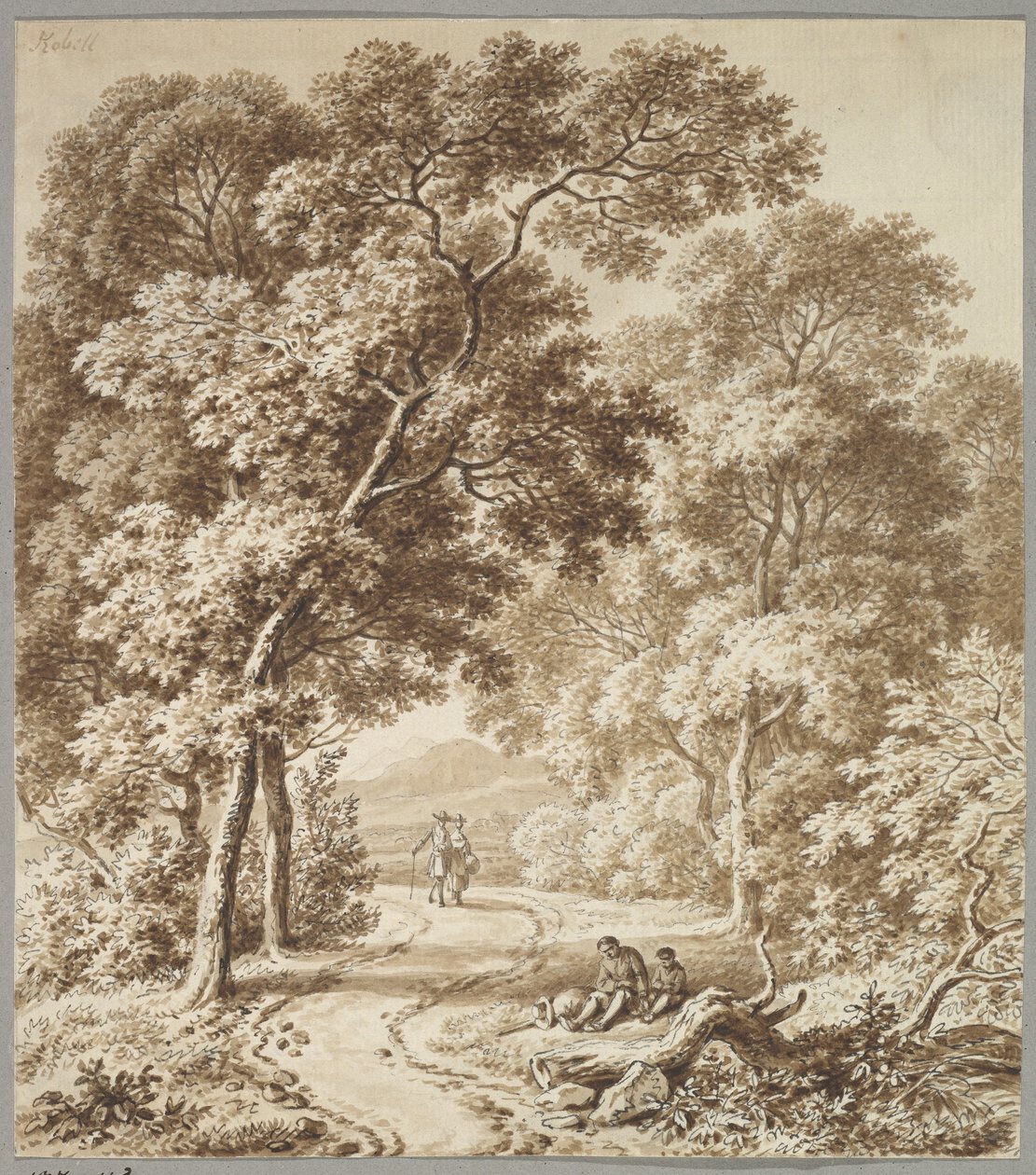 A Path Bordered by Trees with Two Beggars and a Couple Strolling by Ferdinand Kobell