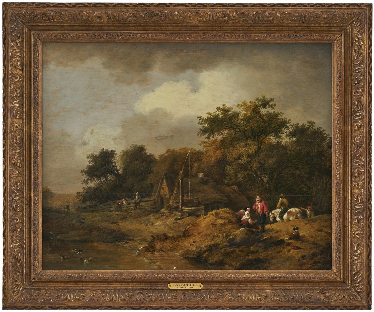 Landscape with Cottage and Draw Well by Ferdinand Kobell