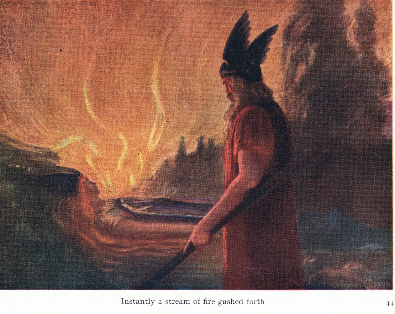 Instantly, a Stream of Fire Gushed Forth, Illustration from The Stories of Wagner