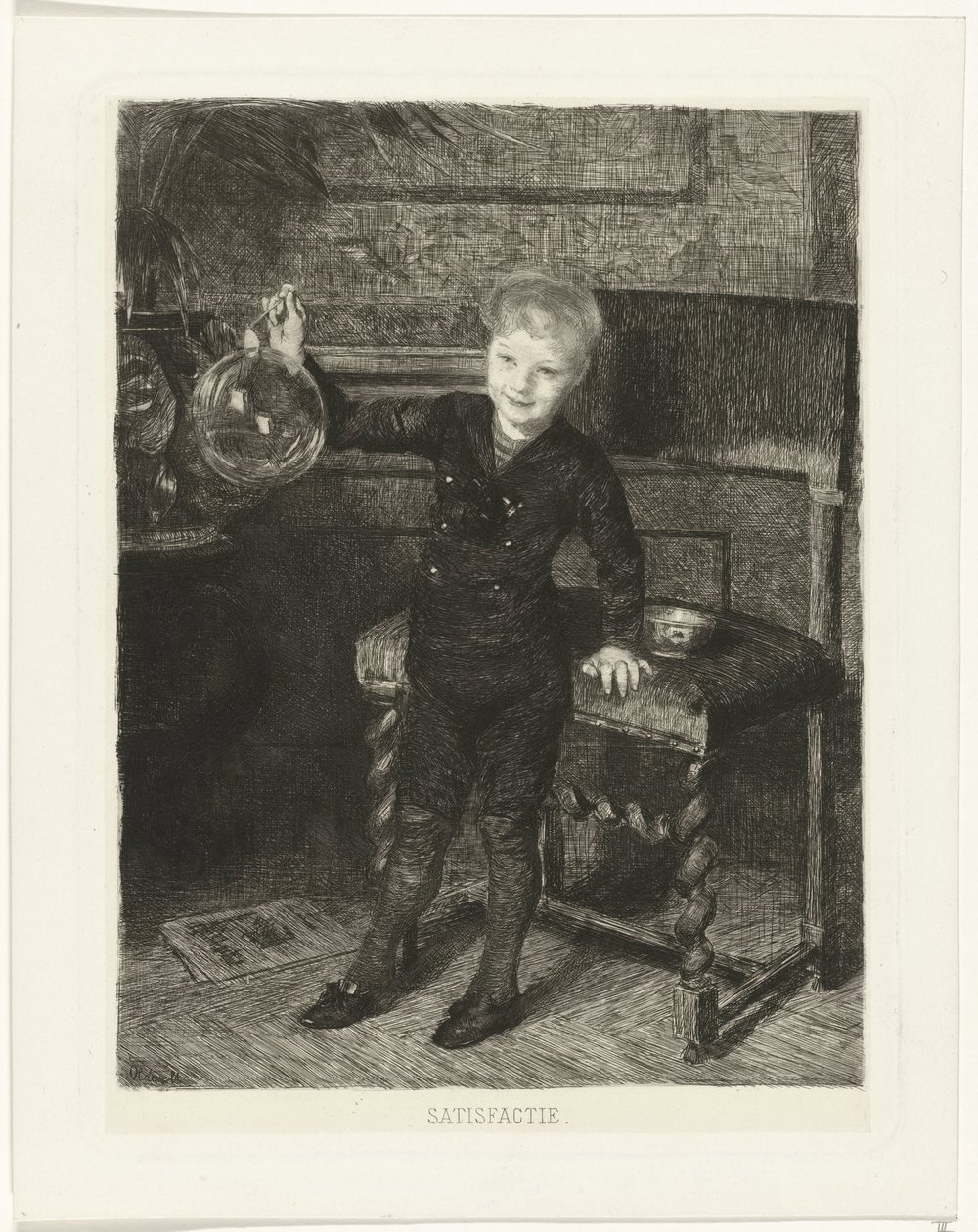 Boy Blowing Bubbles by Ferdinand Oldewelt