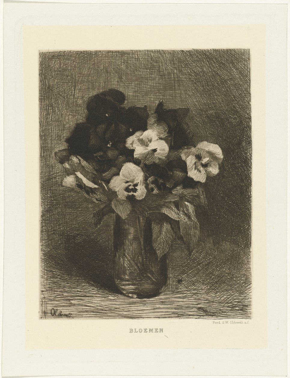 Violets in a Vase by Ferdinand Oldewelt