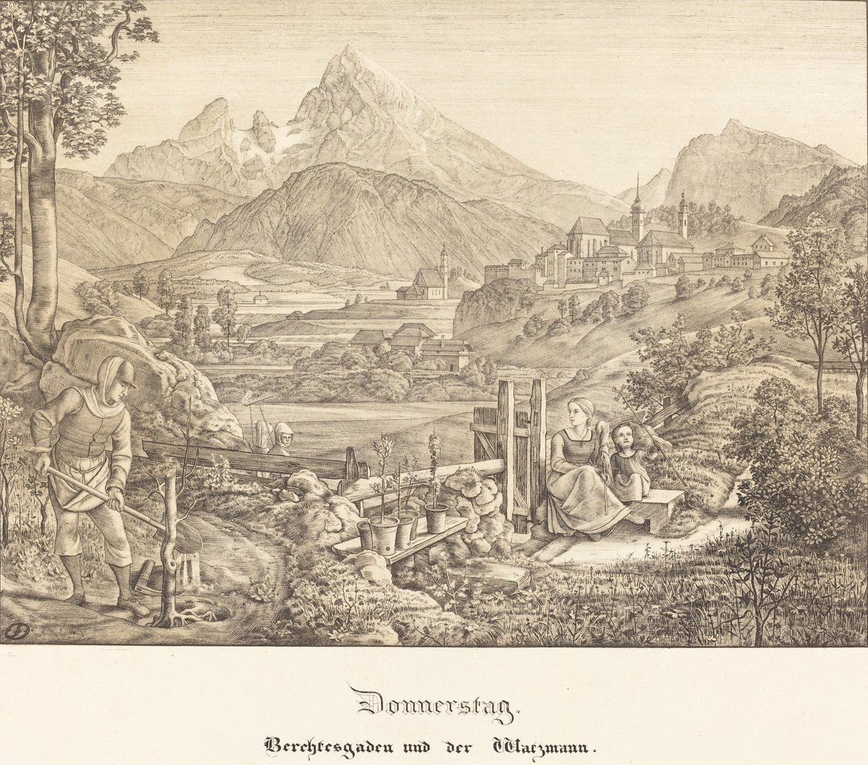 Thursday - Berchtesgaden and the Watzmann Mountain by Ferdinand Olivier