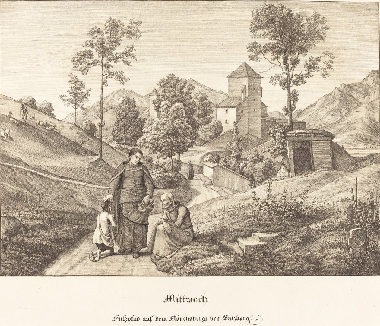 Wednesday - Footpath on the Mönchsberge near Salzburg by Ferdinand Olivier