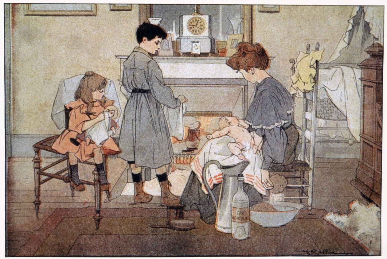 The bath of the baby, c.1930 by Ferdinand Raffin