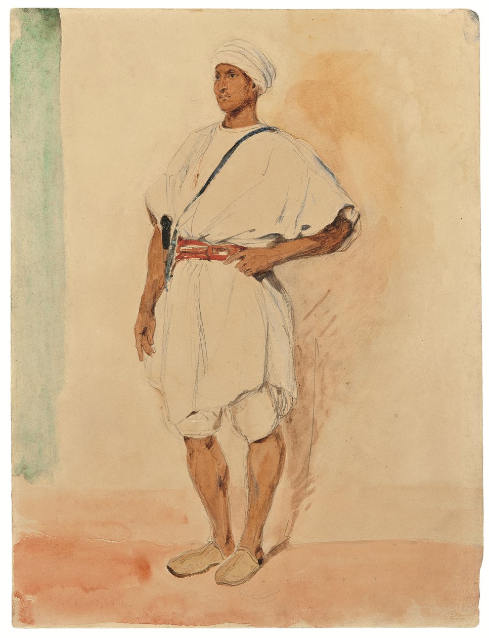 A Standing Moroccan by Ferdinand Victor Eugene Delacroix