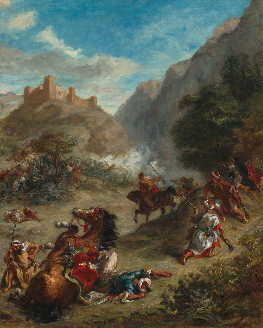 Arabs Skirmishing in the Mountains by Ferdinand Victor Eugene Delacroix