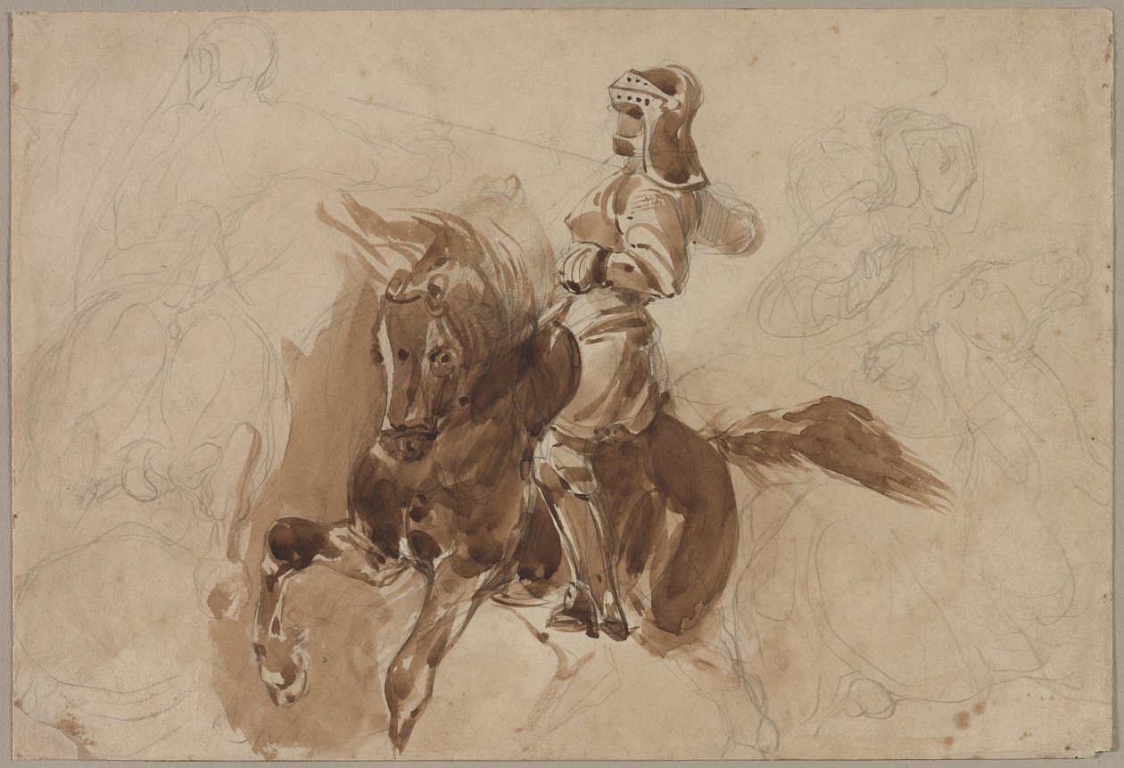 Armored Figure on Horseback, c. 1828 by Ferdinand Victor Eugene Delacroix