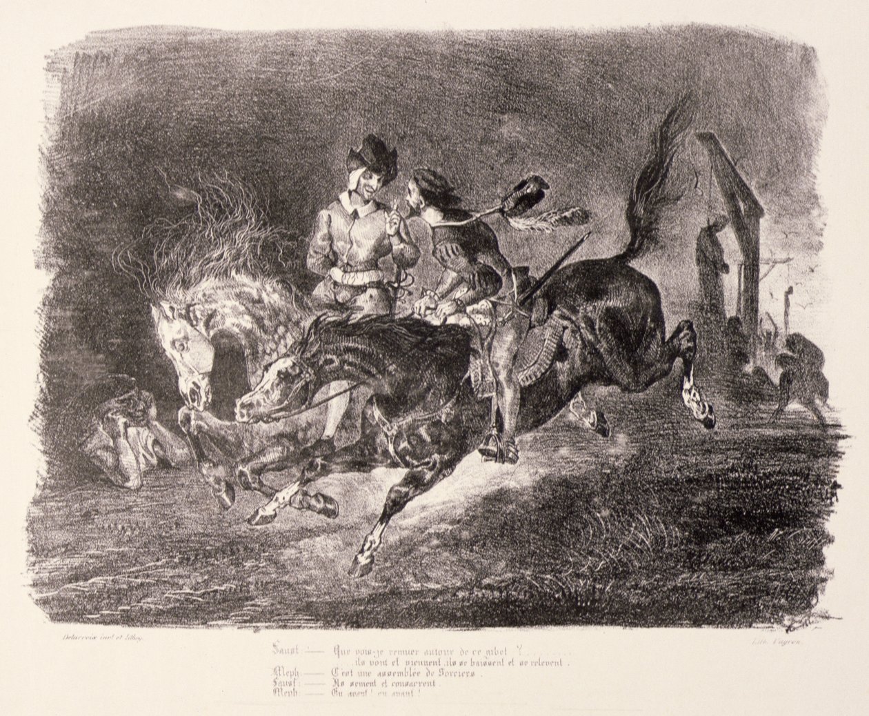 Faust and Mephistopheles Galloping through the Sabbath Night, 1828 by Ferdinand Victor Eugene Delacroix